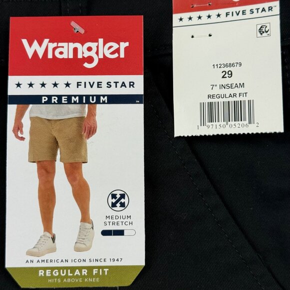 Wrangler Men's Five Star Premium Stretch Regular Fit Black Shorts Size 29x7 NWT - Picture 5 of 11